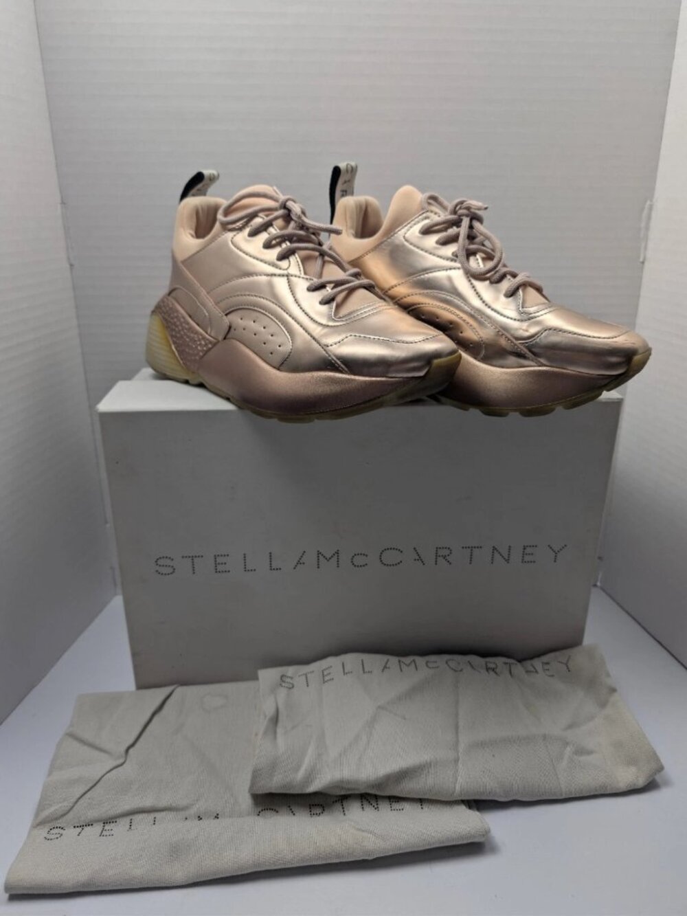 Stella McCartney Eclypse Rose Gold Platform Sneakers Womens EU 39